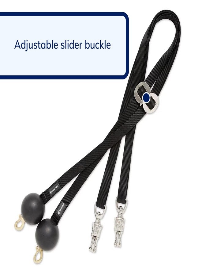 SmartEquine Quiet Drop Horse Cross Ties in Black Nylon Webbing | 3 Inch Diameter Rubber Ball | Adjustable Slider Buckle | Panic Snap | Sold in Pairs (2) - Image 4